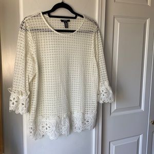 Alfani - Ivory/Cream Lace Blouse/Top